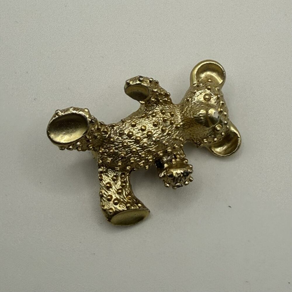 Vintage Lot of Two Teddy Bear Brooch Pins Gold Tone Black Enamel‎ Rhinestone - Picture 2 of 7